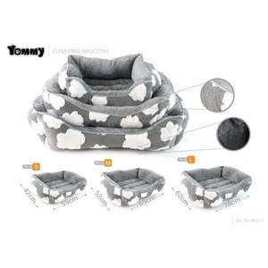 Set Tre Pezzi in Velluto Jacquard e Velluto Artico per Cuccia Quadrata per Animali Domestici, Colore Grigio - Product Image 3