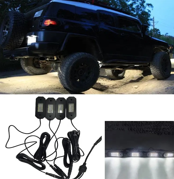 Rock Lights Blanc Avec Couleur Blanc Pur 4 Pods kits Underglow Light pour la foudre Jeep