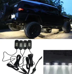 Rock Lights White With Pure White Color 4 Pods kits Underglow Light for lightening Jeep