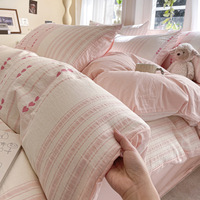 Parure de lit gaufrée jacquard 100 % coton de qualité supérieure pour enfants, motif géométrique mignon, drap-housse en coton, excellent cadeau