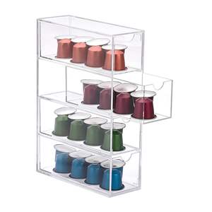 Support pour capsules de café <span class=keywords><strong>Nespresso</strong></span> Boîte de rangement en acrylique transparent pour 40 dosettes, bonbons et sachets de thé, distributeur de comptoir - Product Image 5