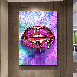 Pop Street-pintura en lienzo de labios sexys para sala de estar y hogar, Póster Artístico de pared, impresiones, imágenes de pared - Product Image 4