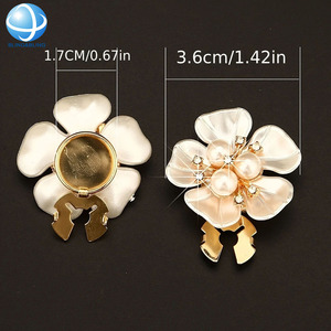 Chất lượng tốt giả ngọc trai nhựa hoa nút bao gồm mạ vàng đồng Clip Clasp CUFF-liên kết nút bao gồm cho phụ nữ áo sơ mi - Product Image 3