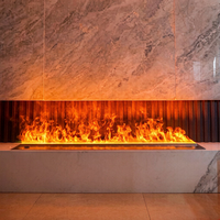Meuble TV avec foyer encastré à brume, foyer décoratif à flamme simulée LED réaliste et naturelle avec un grand espace de rangement
