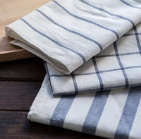 Vente en gros de couverture de nappe de table alimentaire séchage rapide serviette de table de salle à manger serviette bleu rayure lin coton coussin isolant