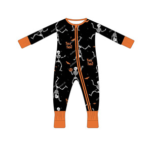 Pigiama per Neonati di Halloween con Stampa <span class=keywords><strong>Scheletro</strong></span> e Fantasma, Stile con Cerniera in Fibra di Bambù, Morbidi Polsini, Unisex - Product Image 4