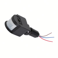 Détecteur de mouvement infrarouge PIR LED extérieur réglable 220V ABS, interrupteur mural, noir