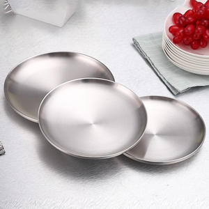 Piatto per Barbecue Moderno in Acciaio Inox 304, Piatto Dorato Poco Profondo, Piatto per Torte a Fondo Piatto - Product Image 3