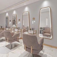 Miroir Doré LED Mural Moderne K Floor Style Européen Simple avec Lumière pour Hôtel, Salon de Coiffure et Barber Shop