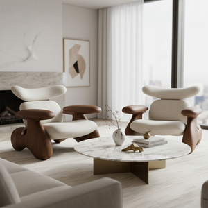 Fauteuil d'appoint <span class=keywords><strong>scandinave</strong></span> moderne, cadre en bois massif, mousse haute résilience, fauteuil de détente pour salon, chambre à coucher, hôtel - Product Image 5