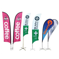 Drapeau de plage durable à séchage rapide avec mât en fibre de verre et forme de plume