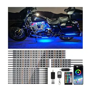 20PCS LED Lights For Motorcycles With APP/Remote Control Underglow LED Strip Light Multicolor 12v Waterproof For Harley Yamaha