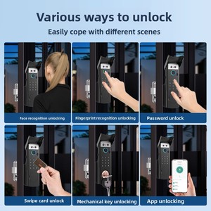 Wifi tuya thông minh vân tay mặt ID Video intercom Door Lock không thấm nước ngoài trời Bàn phím Keyless Glass Door đám mây lưu trữ dữ liệu - Product Image 3