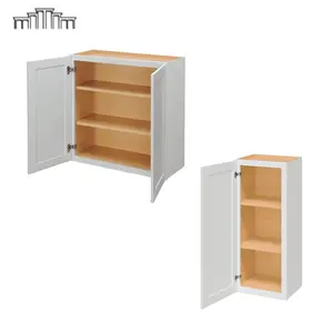 Vietnam Supplier Wholesale Solid Wood Natural Finish Kitchen Wall Storage Cabinets Upper Hanging Cabinets