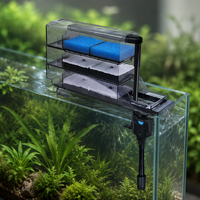 Filtre d'aquarium 3 couches à suspendre avec bac de récupération d'eau goutte à goutte, multifonction 4-en-1, filtration biologique et sortie de pulvérisation pour aquarium