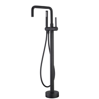 Robinet de baignoire thermostatique monocommande en laiton sur pied, finition chromée polie, design moderne pour appartement