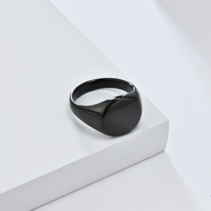 Unisex Geometric Smooth <b>Titanium</b> Steel <b>Ring</b> Gold <b>Black</b> Steel Color Gift Jewelry - Product Image 4