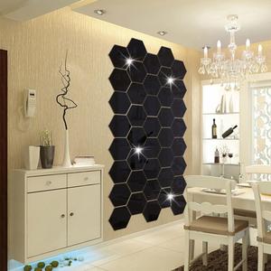 Creative Multi-color Diy 3d Geometric Hexagon Mirror <b>Sticker</b> Mirror <b>Sheet</b> Decals Decorative Wall <b>Sticker</b> Background Decor - Product Image 3