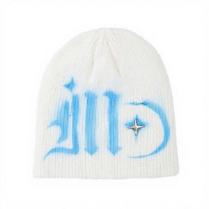 Bonnet en tricot 100% acrylique à imprimé lettres tendance, mode automne-hiver, chaud, tour de tête 56-58 cm, pull unisexe - Product Image 4