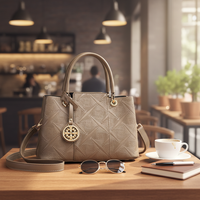 Tas Tangan Wanita Vintage Motif Kulit Buaya PU Tahan Air, Tas Selempang Bahu dengan Pegangan Atas, Tas Tote Kasual Terstruktur dengan Lapisan Poliester