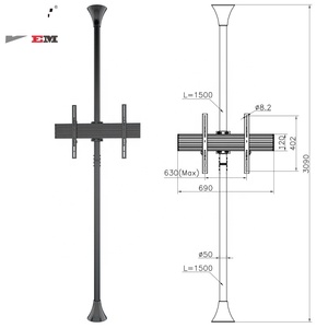 קניון שימוש טלוויזיה דוכן טלוויזיה הר רצפת מוט כדי תקרת טלוויזיה הר עבור נוף או דיוקן מסך - Product Image 4
