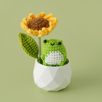 Pot Bunga Rajut Tangan Motif Bunga Matahari, Mawar, Tulip, Dekorasi Rumah & Mobil, Hadiah, Bunga Rajut di dalam Pot
