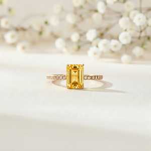 Anillos de Dedo Únicos de Diseño Personalizado en Plata de Ley 925 con Topacio Amarillo y Citrino Natural en Corte Pera, Anillo para Uso Diario - Product Image 1