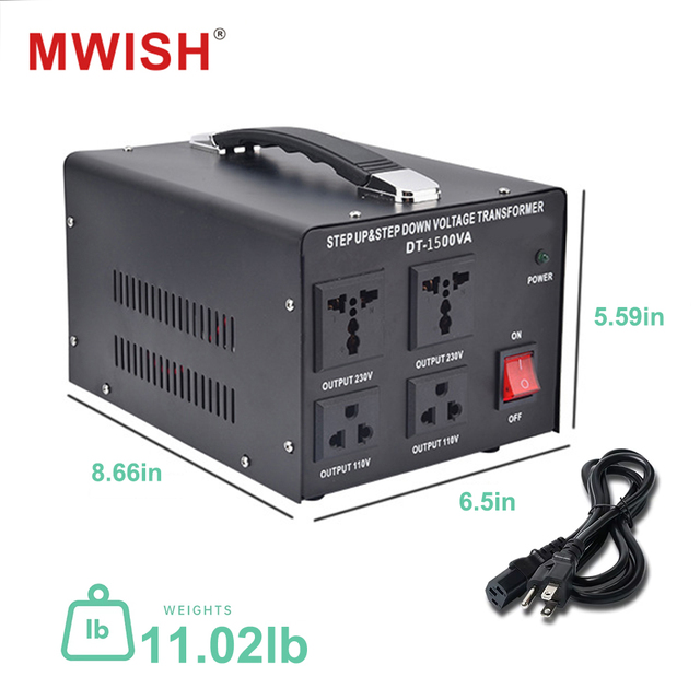 Heavy Duty 1500W Step up Down Transformer 110V/220V Toroidal Voltage Converter for Industrial Equipment Machinery