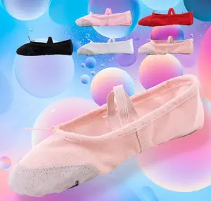 공장 도매 발레 슬리퍼 캔버스 댄스 신발 체조 요가 플랫 유아/작은/큰 아이/여성