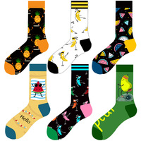 Nouveau style 40 motifs chaussettes en coton personnalisées amusantes et tendance respirantes absorbant la transpiration confortables