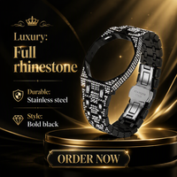 Kit de modification de boîtier et bracelet de montre de luxe pavé de diamants, lunette sertie de diamants, fermoir en acier inoxydable, accessoires pour montre connectée