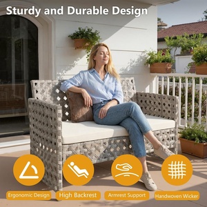 Modern Rattan Outdoor Sofa Set with Waterproof <strong>Cushions</strong> Powder Coated Frame UV-Resistant PE Rattan-4 Pieces <strong>Garden</strong> <strong>Furniture</strong> - Product Image 4