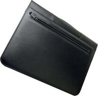 Porte-documents en cuir avec fermeture éclair et poignée, format A4 à 3 anneaux, organiseur de documents pour entretien, conférence, entreprise, logo personnalisé en relief