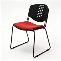 Chaise de conférence ergonomique moderne rembourrée en tissu, siège de réunion avec dossier solide et base en métal pour bureaux et salles de réunion scolaires