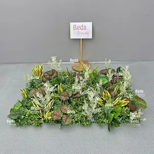 Beda Silk Flower Wall Cloth Back Arrangement Green Backdrop 5D Artificial Grass Real Touch Party Wedding Stage Decor