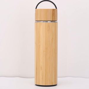 Bouteille isotherme en acier inoxydable avec couvercle en bambou, écologique, anti-fuite, pour cadeaux d'affaires, emballage personnalisé, vente en gros - Product Image 3