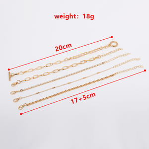 Fashion Jewelry <b>Sets</b> Women's Gold Tone Chain Bracelet <b>Set</b> With <b>Crystal</b> Rhinestones Geometric Design Party Wear 2024 - Product Image 4