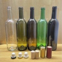 Vente en gros 187ml 375ml 750ml Feuille morte Champagne Antique Vert Liège Finition supérieure Vin Bordelaise Bourgogne Bouteille en verre