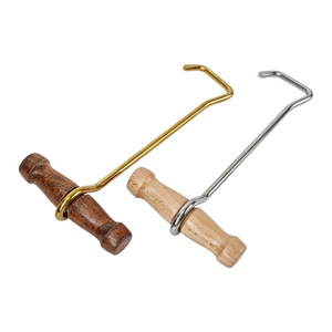 Yingte Shoehorn Wooden Handle Metal Hook For Tall Boots Shoe <b>Puller</b> Helper <b>Tool</b> - Product Image 2