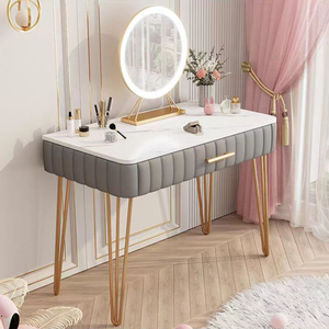 <span class=keywords><strong>Coiffeuse</strong></span> moderne la plus vendue : <span class=keywords><strong>Coiffeuse</strong></span> en bois <span class=keywords><strong>rose</strong></span> pour chambre de fille avec miroir de maquillage éclairé et plateau en pierre durable - Product Image 5
