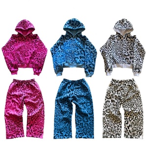 Sudadera Corta de Algodón Grueso con Estampado de Leopardo y Pedrería, Lavado Ácido, Estilo Urbano, Personalizada, para Hombre, Impresión DTG Completa - Product Image 2