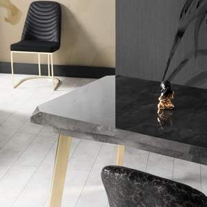 Mesa de Comedor Extensible Moderna Rosse con Tapa de Mármol, Base de Acero Inoxidable, Rectangular, 6 Plazas, Origen Turquía - Product Image 3