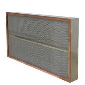 Stainless steel frame 0.3 micron 99.99% h13 14 hepa air filter portable high temperature hepa filter