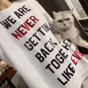 We Are Never Getting Back Jersey vestido elegante manga corta Sexy brillante pesado lentejuelas suelta Song Jersey vestido - Product Image 1