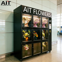 Distributeur automatique de fleurs AIT 24h/24, de petite et moyenne taille, avec compartiments de stockage, écran tactile et refroidissement par compresseur