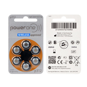 60 piles auditives sans fil approuvées POWER ONE A312 Zinc <span class=keywords><strong>Air</strong></span> 1,45 V 312 - Product Image 2