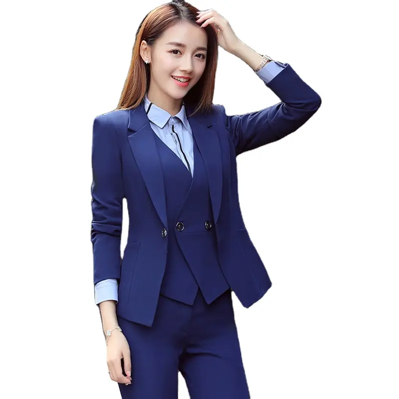 Quality Office Ladies Work Wear Women Formal Suits Female Blazer Jacket Vest Trousers 3 Pieces Suit Set Pant Suit Women