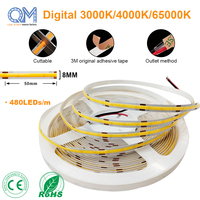 Tira de Luz LED COB de Color Personalizado, 12V 24V, Amarillo, Verde, Rojo, Rosa, Cinta Flexible para Iluminación Decorativa
