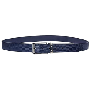 Cinturón Formal de Cuero Vacuno Azul Marino para Hombre con Hebilla Rectangular Plateada, Diseño de Moldeo de una Sola Pieza Duradero - Product Image 1