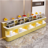 Table de Buffet Moderne en Marbre Durable pour la Restauration, Mobilier de Restaurant, Utilisation Hôtelière, Station de Présentation Alimentaire Libre-Service, Rangement Ouvert